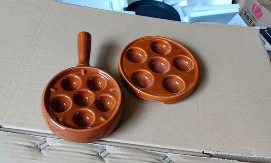 6 khe cắm Quanh Ceramic Escargot đĩa với tay cầm tùy chỉnh màu sắc
