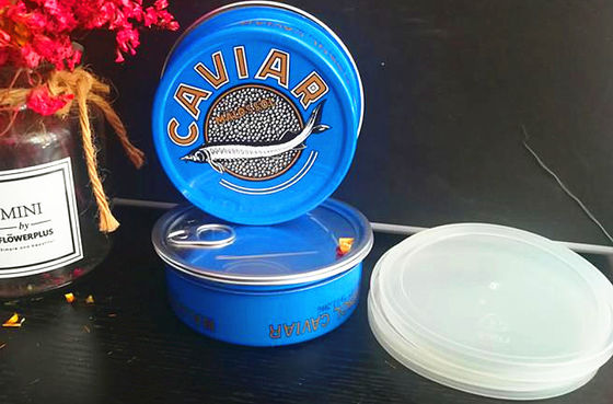 Caviar Ring kéo hộp caviar dễ dàng mở hộp caviar trong nhôm với nắp nhựa 3.5oz và 7oz
