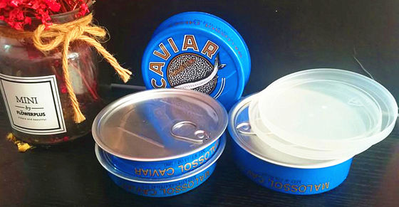 Caviar Ring kéo hộp caviar dễ dàng mở hộp caviar trong nhôm với nắp nhựa 3.5oz và 7oz