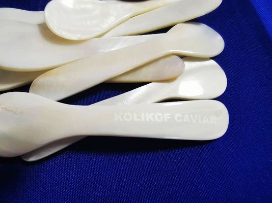 Màu trắng màu tự nhiên mẹ của ngọc trai cá sên muỗng 3.5 inch Và 4.7 có sẵn MOP muỗng trong tay áo giấy