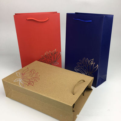 Eco Friendly Kraft giấy mua sắm túi Logo in cho cửa hàng / siêu thị