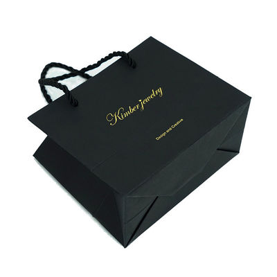 Black Custom Printed Retail Bags Vật liệu tái chế với logo tấm vàng
