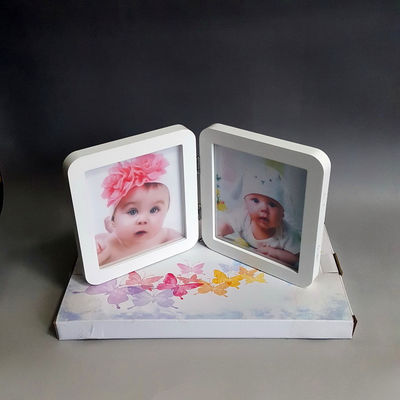 Thiết bị gỗ khung ảnh tùy chỉnh 12 tháng Em bé dấu tay và dấu chân