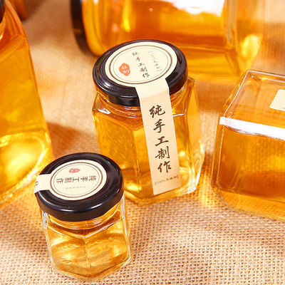 Thùng lưu trữ thủy tinh tinh lục giác 100ml 500ml Với nắp kim loại cho kem mật ong