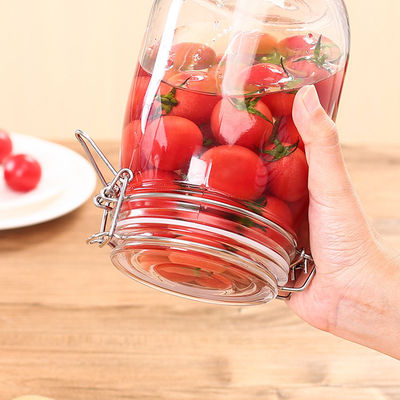 Thùng chứa chai thủy tinh hình vuông kín không khí tùy chỉnh với nắp kẹp có sẵn