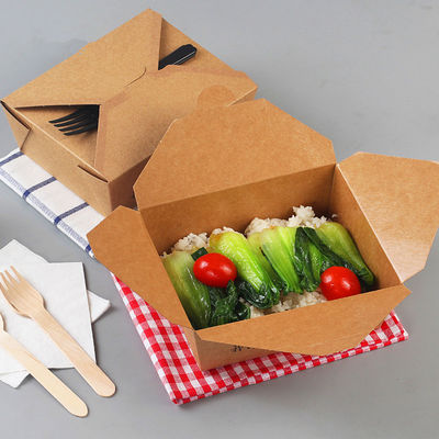 Một lần sử dụng đồ ăn mang đi đồ thủ công giấy đồ ăn trưa hộp thức ăn hộp thức ăn giấy tiêu chuẩn