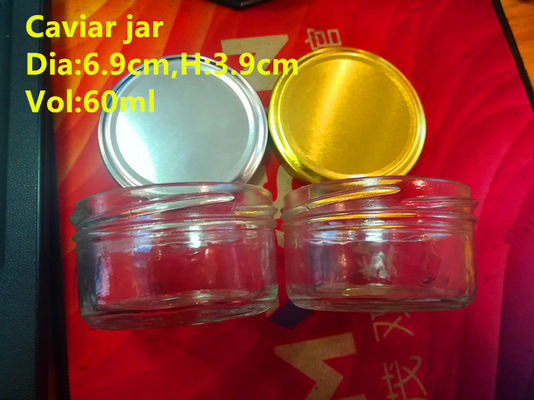 High Transparent Glass Caviar Packaging Jar 1oz 50-60gram FDA chấp thuận