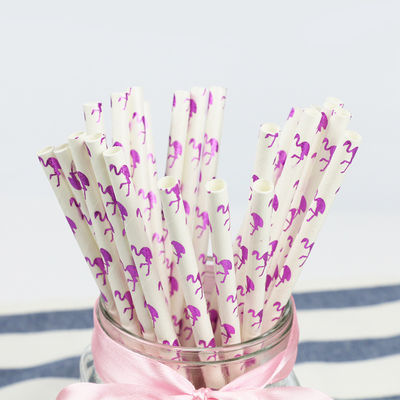 Flamingo Pattern Gold Biodegradable Paper Straw, Thẻ giấy dùng một lần