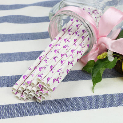 Flamingo Pattern Gold Biodegradable Paper Straw, Thẻ giấy dùng một lần