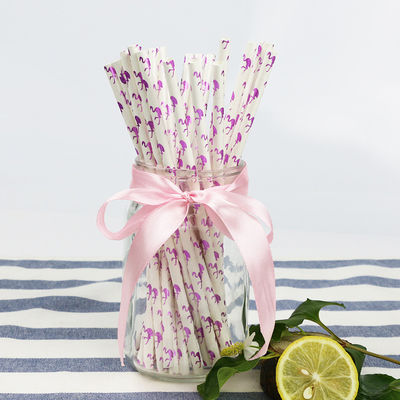 Flamingo Pattern Gold Biodegradable Paper Straw, Thẻ giấy dùng một lần