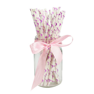 Flamingo Pattern Gold Biodegradable Paper Straw, Thẻ giấy dùng một lần