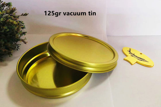 125g Vòng chân không rỗng Caviar Tin Can With 0.28mm Tinplate Material